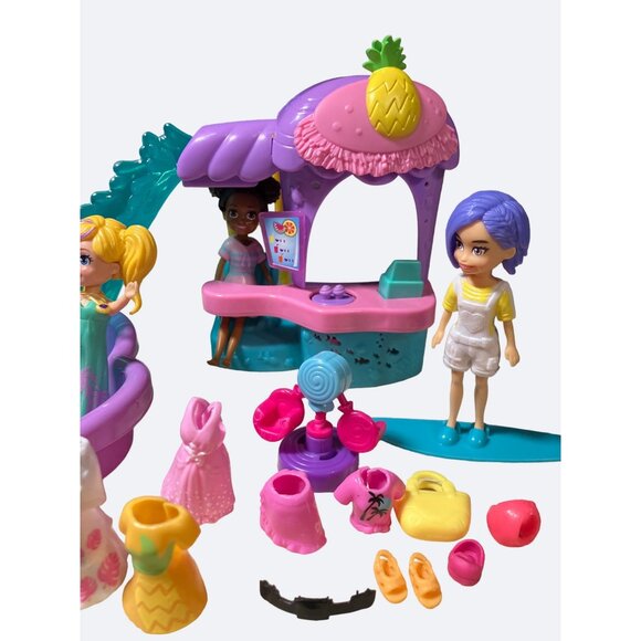 Polly Pocket Smoothie Splash Pack. Smoothie Stand  Accessories and 4 Dolls - Picture 3 of 8